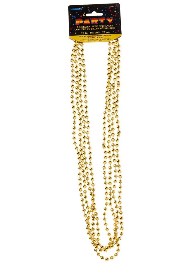 Unique Metallic Bead Necklaces 32" Gold - Image 2