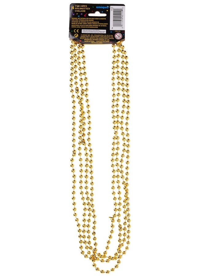 Unique Metallic Bead Necklaces 32" Gold - Image 3