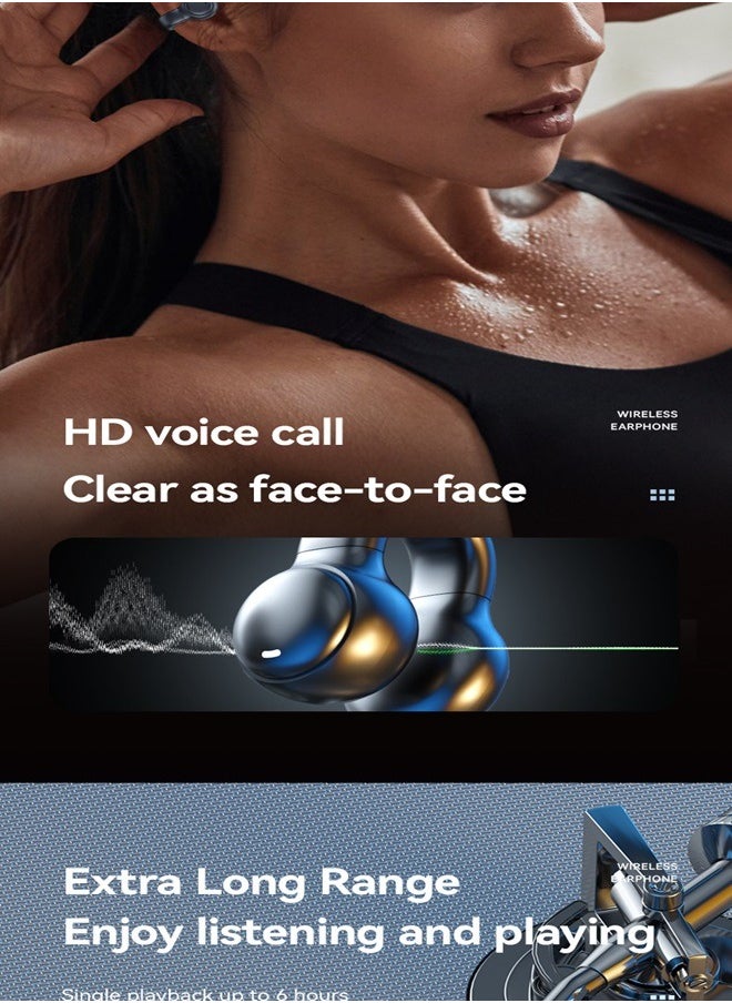Sweet - Bluetooth 5.3 Wireless Clip-on Headset Ultra-Low Latency Music Bluetooth Earphones and 360° Stereo Sound Bluetooth Earbuds with LED Power Display Bluetooth Headphones - Image 1