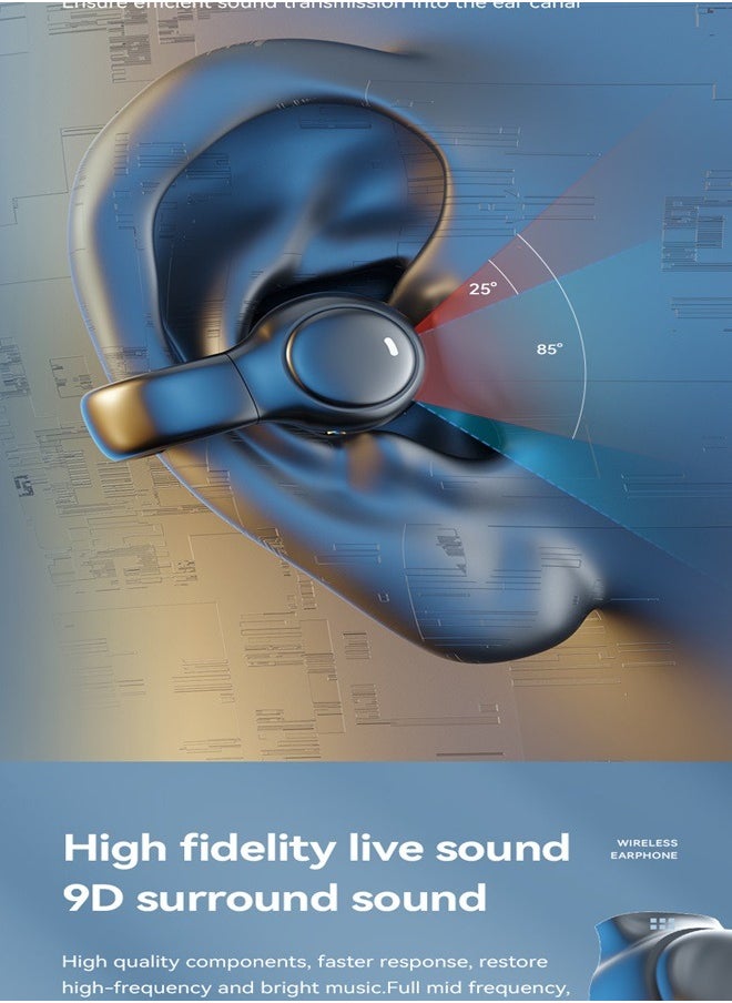 Sweet - Bluetooth 5.3 Wireless Clip-on Headset Ultra-Low Latency Music Bluetooth Earphones and 360° Stereo Sound Bluetooth Earbuds with LED Power Display Bluetooth Headphones - Image 1