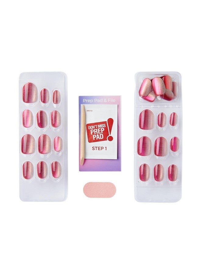 Impress Press No Glue Mani Press-On Nails, Color Fx, 'Walk Out', Pink, Short Size, Oval Shape, Includes 30 Nails, Prep Pad, Instructions Sheet, 1 Manicure Stick, 1 Mini File - Image 3