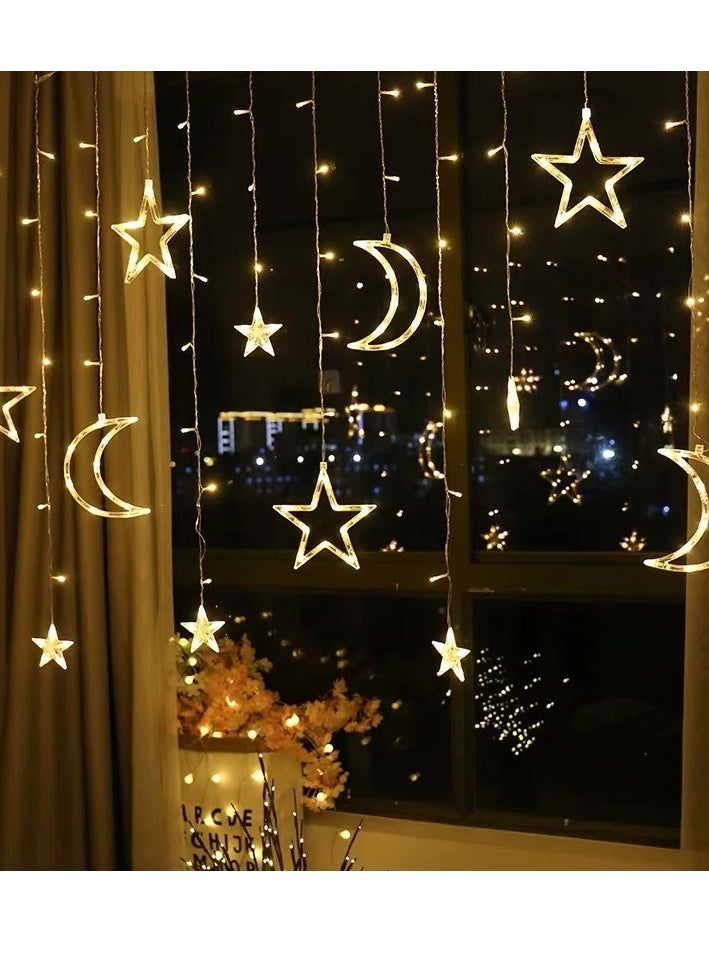 Yuwell 3.5M Ramadan Light For Home Decoration Star And Moon Shaped Led Light For Indoor Outdoor Decoration Warm White Multimode Operated Decorative Light 8 Modes  - Image 1