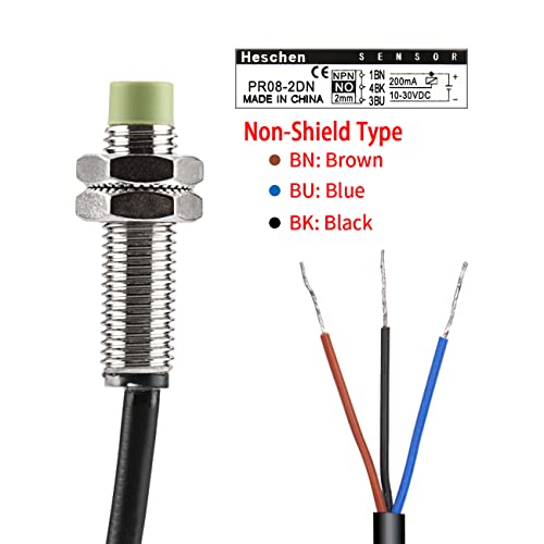 Heschen M8 Inductive Proximity Sensor Switch PR08-2DN Cylindrical Type Detector 2mm DC12-24V 3-Wire NPN NO(Normally Open) CE - Image 4