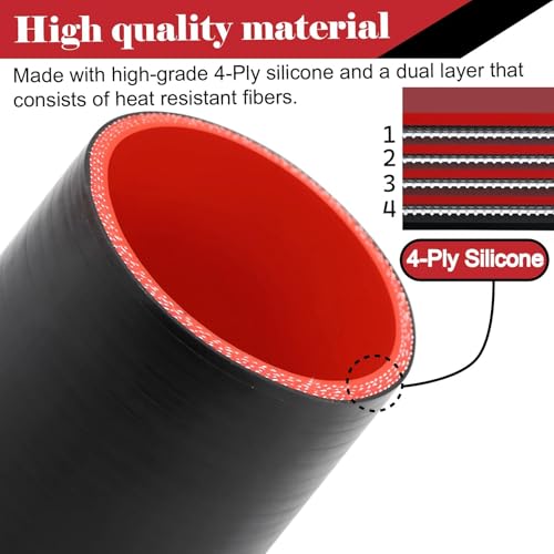 Ingoulut 2.75 inch Silicone Hose Coupler 2-3/4 in(70mm) Straight Reinforced High Temp Intake Intercooler Coupler for Turbo/Radiator/Exaust, Leg Length 3inch 4-ply with 2PCS Clamps - Image 4