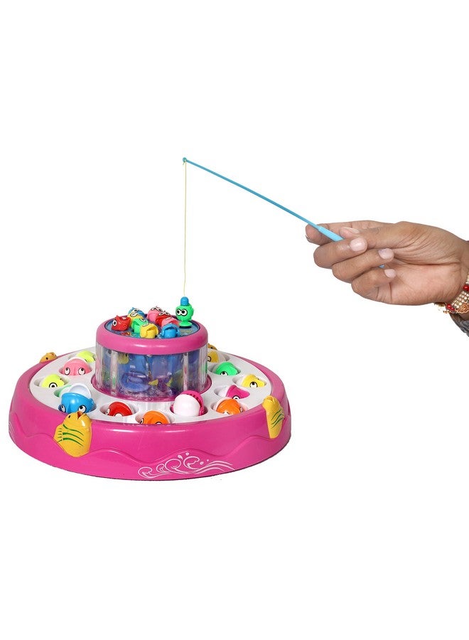 Goyal's Fishing Fish-Catching Game with Fishes, Rotary Ponds and 4 Pods with Music and Light Function (Fishing Pink) - Image 1