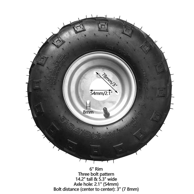 Togarhow 2 Pack of 145/70-6 6inch Tubeless Tires Wheels with Rim Suitable for ATV, Go-Kart, Mini Bike, ATV, Lawn Tires - Image 3