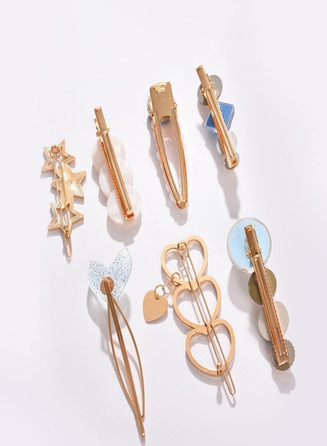 Sohi Pack of 7 Gold Plated Designer Stone Pearl Hair Pin - Image 2