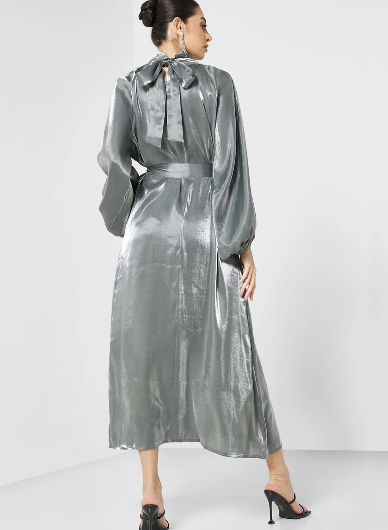 Khizana High Neck Belted Dress