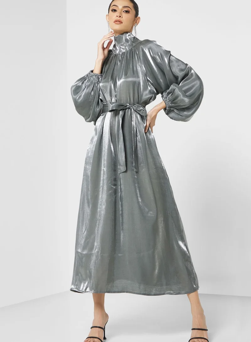 Khizana High Neck Belted Dress