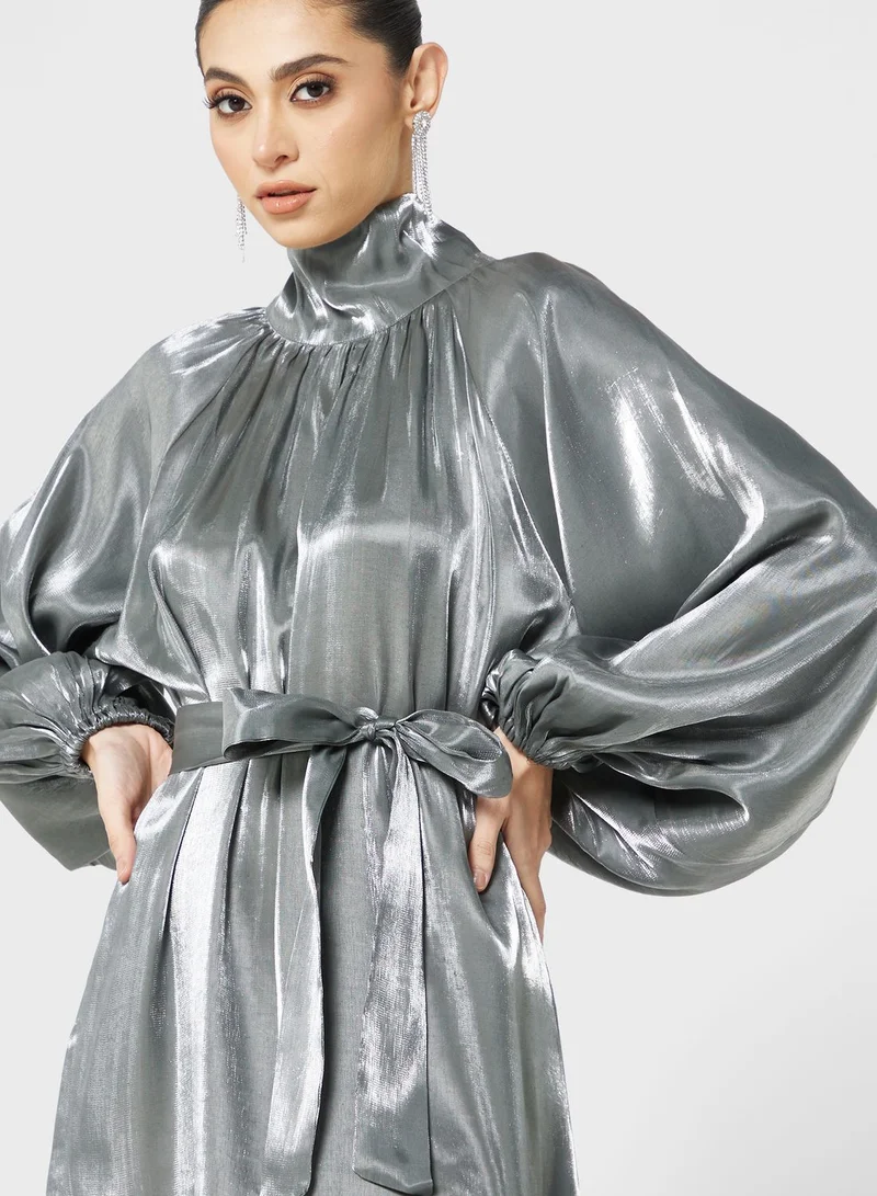 Khizana High Neck Belted Dress