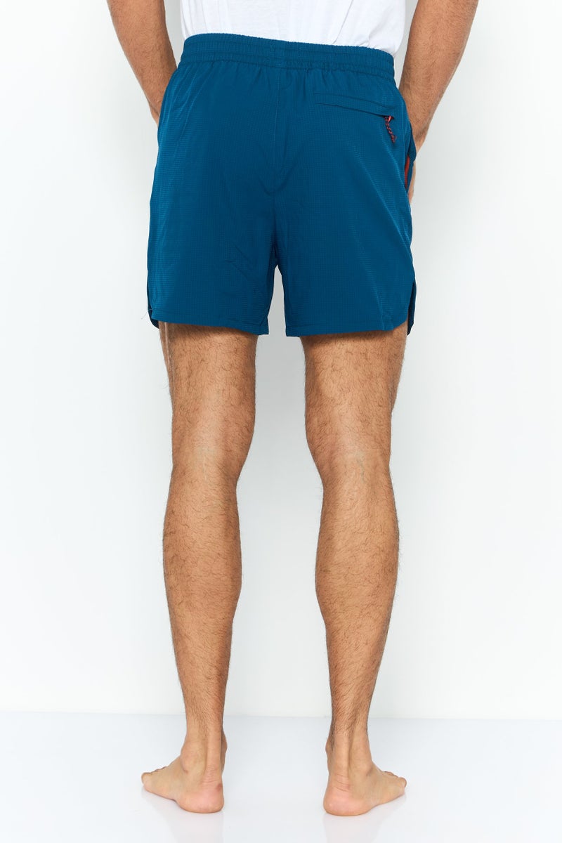 DKNY Men Micro Checkered Board Shorts, Poseidon - Image 2