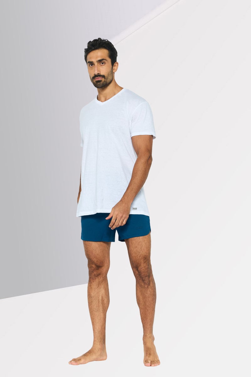 DKNY Men Micro Checkered Board Shorts, Poseidon - Image 2