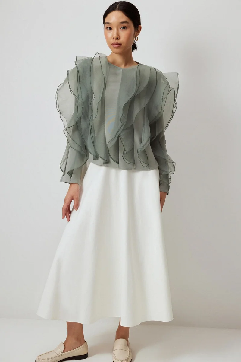 توتشي Flounce Crepe Tunic
