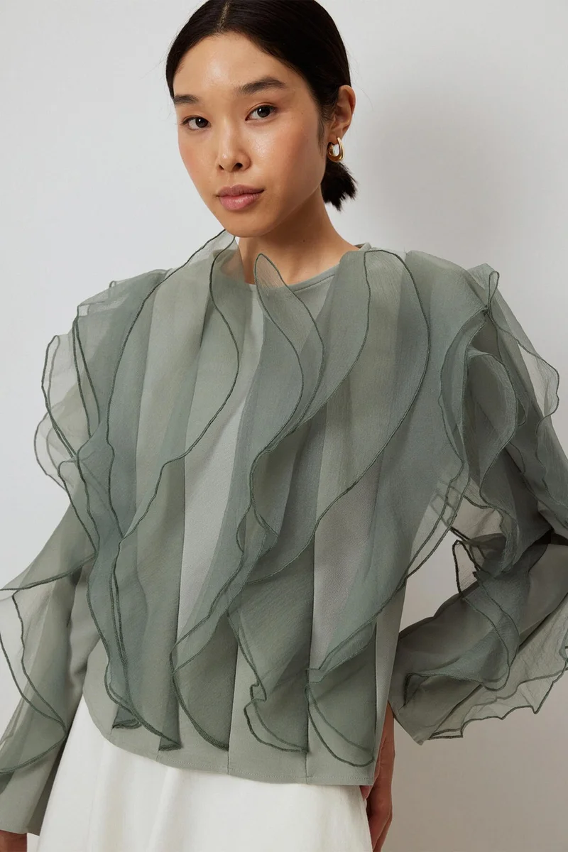 توتشي Flounce Crepe Tunic