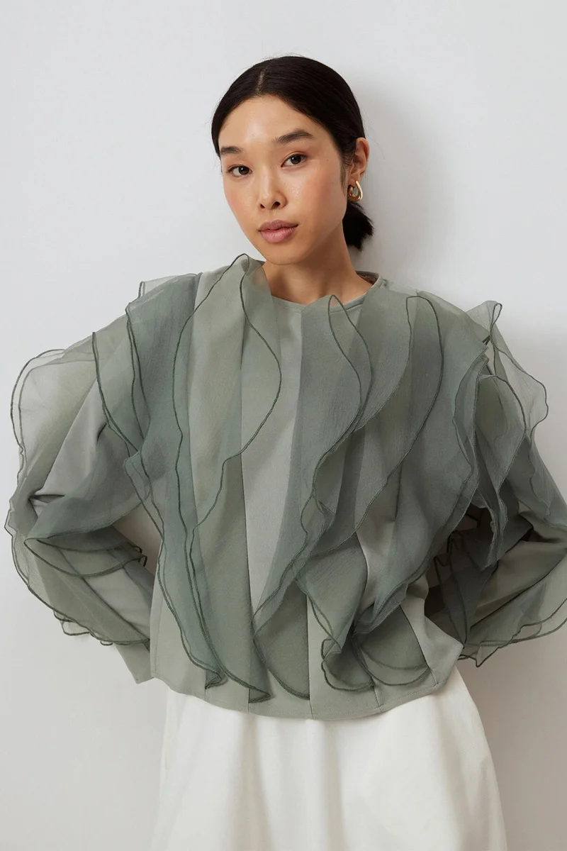 توتشي Flounce Crepe Tunic