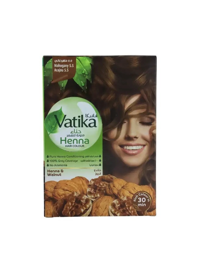 Vatika Pure Henna Conditioning Hair Color With Henna And Walnut- Mahogany 5.5 - Image 1
