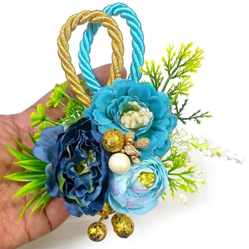 ADIKALA™ Handmade Artificial Big Peonies 3 Flower Bunch for Trousseau Packing, Ready to use Flower Brooch Hamper for Decoration, Gift Wrapping Flowers (3, Montana) - Image 1