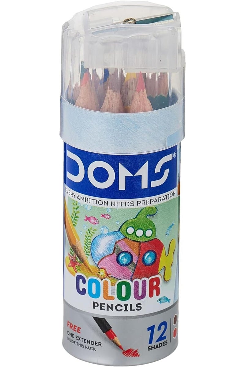 DOMS Half Size Colour Pencils 12 Shades (Tin pack) - Image 1