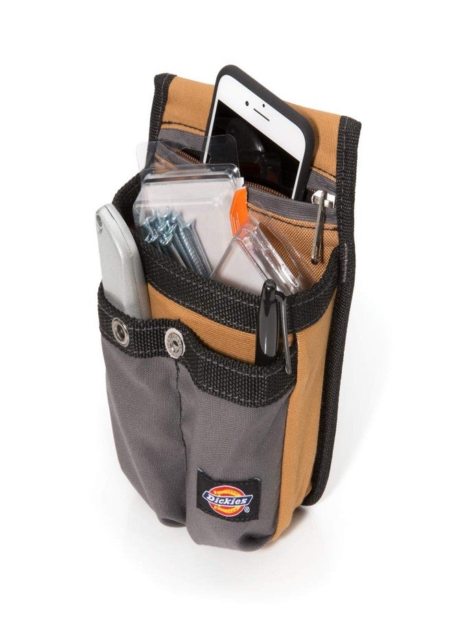 Dickies Zipper Pocket Canvas Pouch for Tool and Work Belts, Four Pockets, Cushioned Pocket, Grey/Tan - Image 2