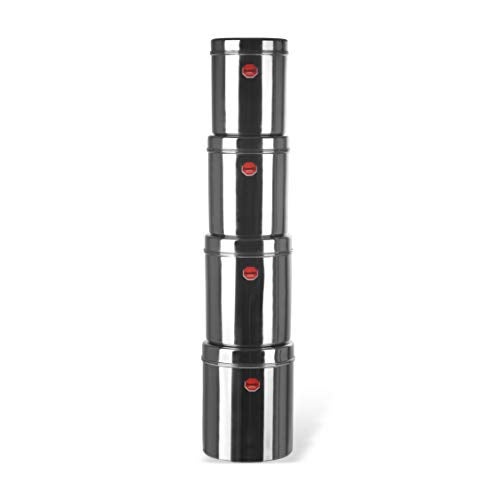 Sumeet Stainless Steel Vertical Canisters/Ubha Dabba/Storage Containers Set Of 4Pcs (No. 15 To No. 18) (3.75 Ltr, 4.5Ltr, 5.6Ltr, 6.75Ltr), Beige - Image 1