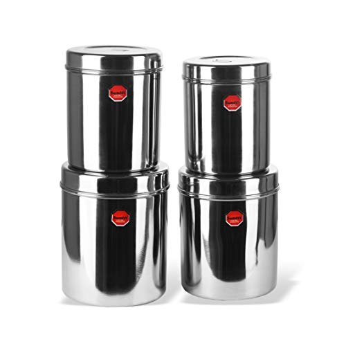 Sumeet Stainless Steel Vertical Canisters/Ubha Dabba/Storage Containers Set Of 4Pcs (No. 15 To No. 18) (3.75 Ltr, 4.5Ltr, 5.6Ltr, 6.75Ltr), Beige - Image 2