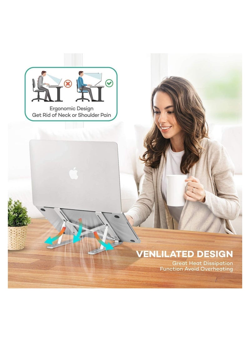 Aluminium Laptop Stand for Table | Lightweight Desktop Holder | Universal & Height Adjustable Lapdesks Compatible with All Laptops & Tablets up to 16 inch - Image 4