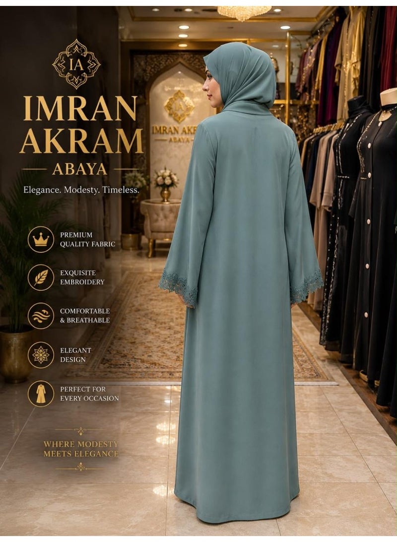 Imran Akram Ladies Abaya with Exquisite Embroidery - Premium Fabric - Image 1