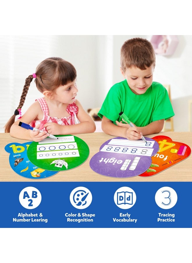 D-FantiX 55 Pcs Dry Erase Number & Alphabet Flash Cards for Toddlers, Double Sided Write and Wipe Educational Preschool Flashcards, Number Colors Shapes Letters Tracing Handwriting Practice for Kids - Image 5