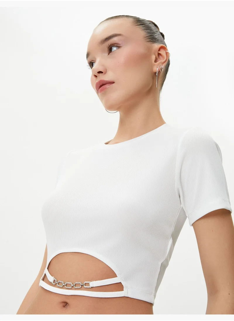 KOTON Short Sleeve Crop T-Shirt