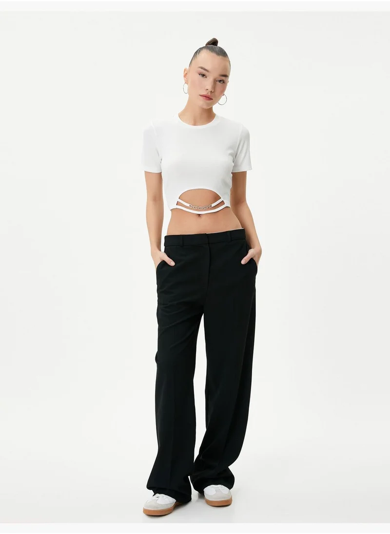 KOTON Short Sleeve Crop T-Shirt