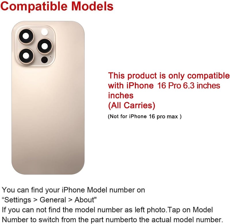 Perzework Rear Back Glass Replacement for iPhone 16 Pro 6.3-inches + Pre-Installed Plate and Camera Frame and Lens + Reparing Tool Kit (Desert Titanium) - Image 2