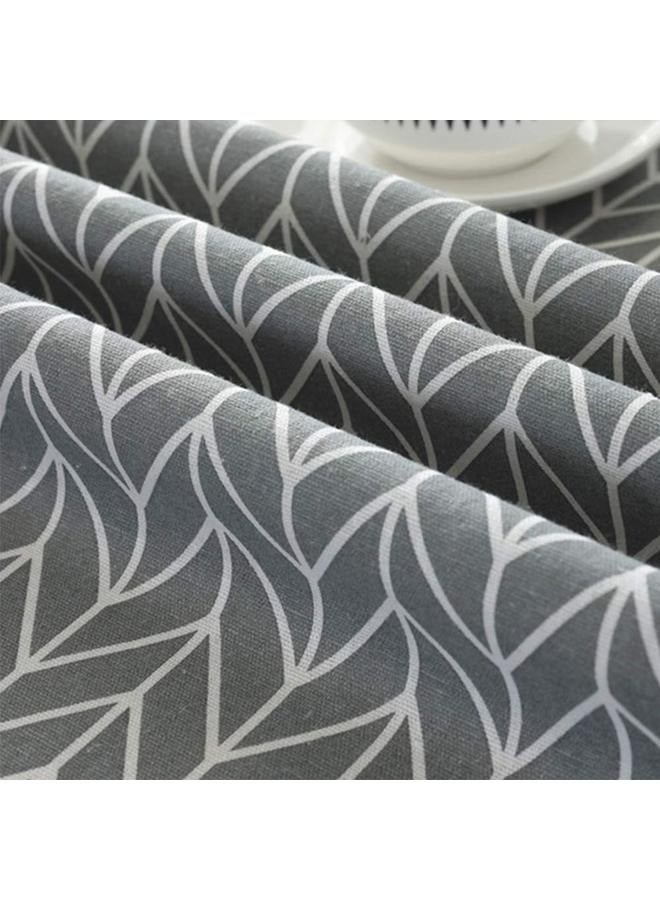 Round Stripe Table Cover Cotton GreylWhite 150cm，Floral Tablecloth Washable Dining Decorative for Holiday Home   Party Picnic (Gray)  - Image 3