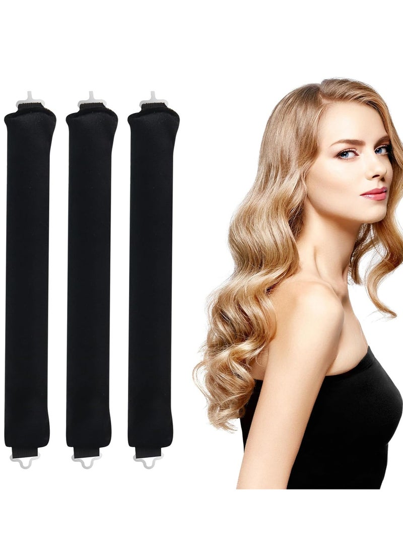 Mmmon 3 Pcs Hair Rollers Heatless Curling,High Resilience Heatless Curlers Headband Soft Silk No Heats Curling With Hair Rollers Lazy DIY Hair Styling Headband For Long And Medium Hair with Hook(Black)  - Image 1