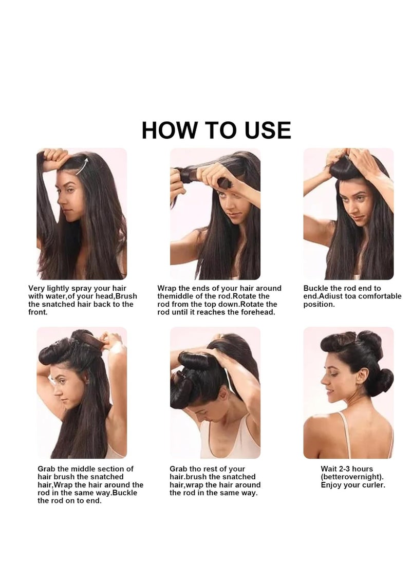 Mmmon 3 Pcs Hair Rollers Heatless Curling,High Resilience Heatless Curlers Headband Soft Silk No Heats Curling With Hair Rollers Lazy DIY Hair Styling Headband For Long And Medium Hair with Hook(Black)  - Image 4