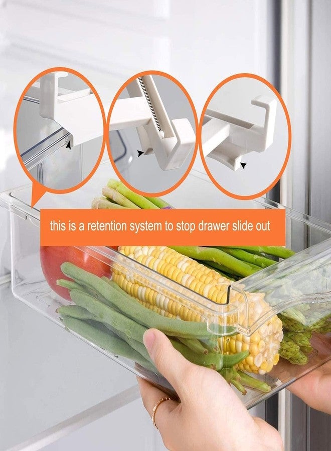 Beufee Fridge Drawer Organizer, Clear Refrigerator Organizer Bins Pull Out Storage Bins for Fridge Shelf Pullable Refrigerator Storage Box - Image 3