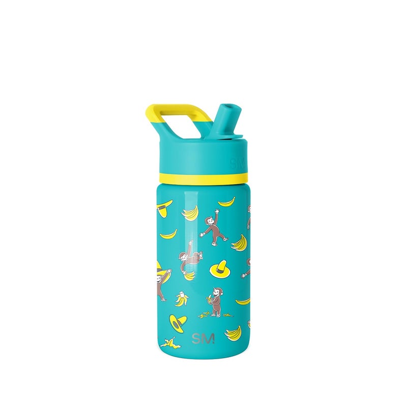 Simple Modern Kids Summit Water Bottle with Straw Lid | Curious George 14oz Stainless Steel Cup Insulated Tumbler for Toddlers, School | Monkeying Around - Image 1