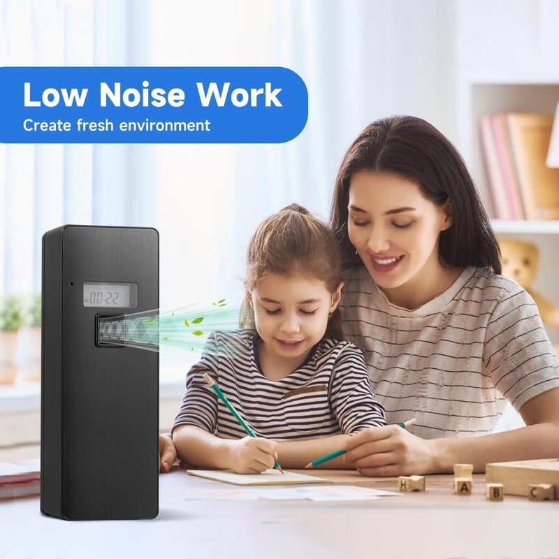 إكسفور موزع رذاذ معطر هواء أوتوماتيكي لعلامة Glade، قابل للتركيب على الحائط أو الطاولة، يعمل ببطاريات من نوع D (غير متضمنة)، تشطيب مصقول، موزع عطور للمنزل والغرفة والمكتب والفندق والاستخدام التجاري، أسود - Image 5