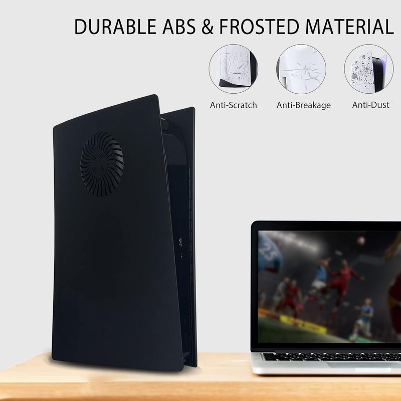 غطاء لجهاز PS5 مع فتحات تهوية وفلتر غبار، غطاء جانبي بديل لجهاز PS5 الإصدار الرقمي، ملحقات مقاومة للغبار، علبة ABS سوداء - Image 5