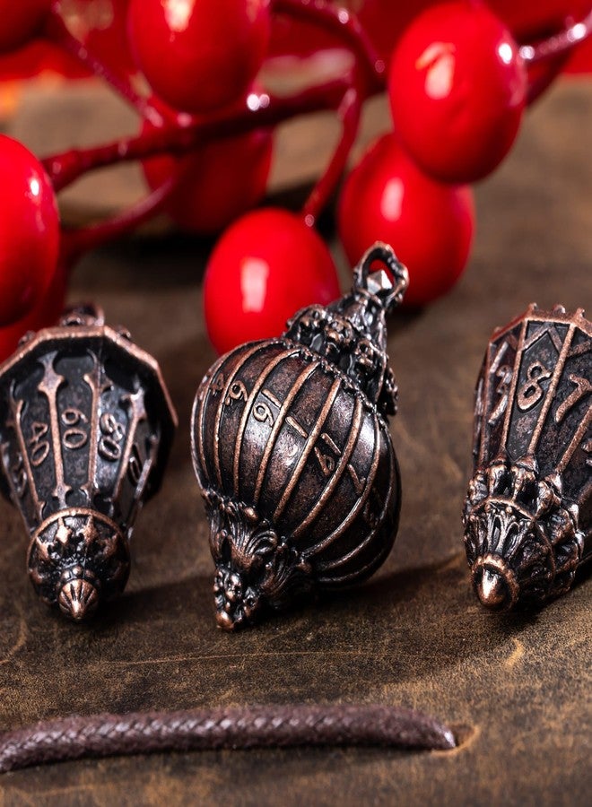 Cusdie 7-Piece Lantern DND Dice Set,Metal Dice with Skull Dice Bag- Perfect for Tabletop RPGs Board Games Gifting and Collecting(Copper) - Image 5