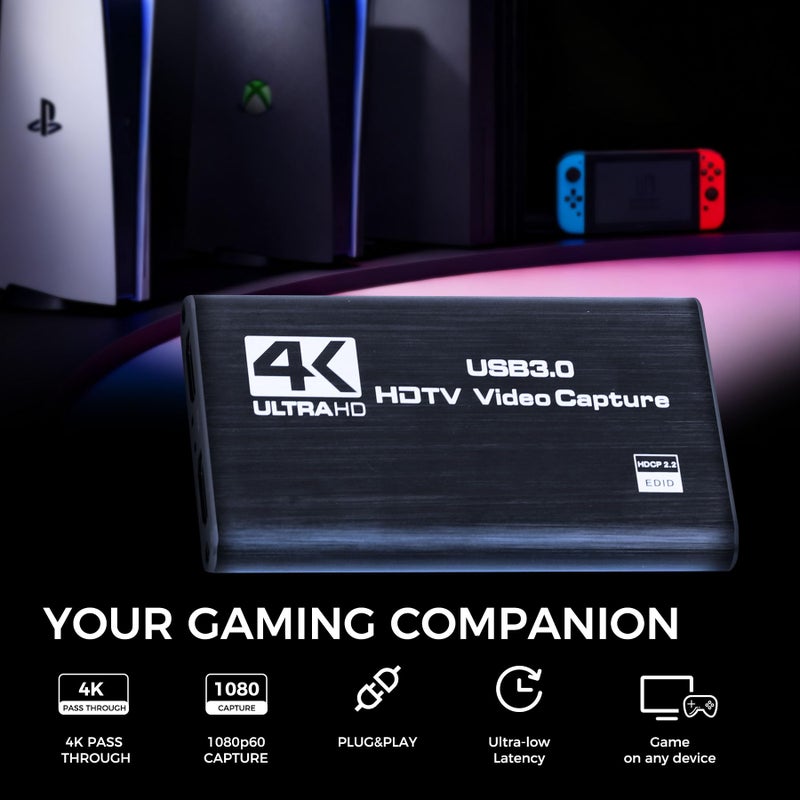 RGBlink 4K HDMI Capture Card for Streaming & Gaming, USB 3.0 Audio Video Capture Device 1080P 60FPS, Low Latency, HDMI Loop Out, Capture Card for PS5, Xbox, Nintendo Switch, PC, Mac, OBS - MSP231 - Image 2