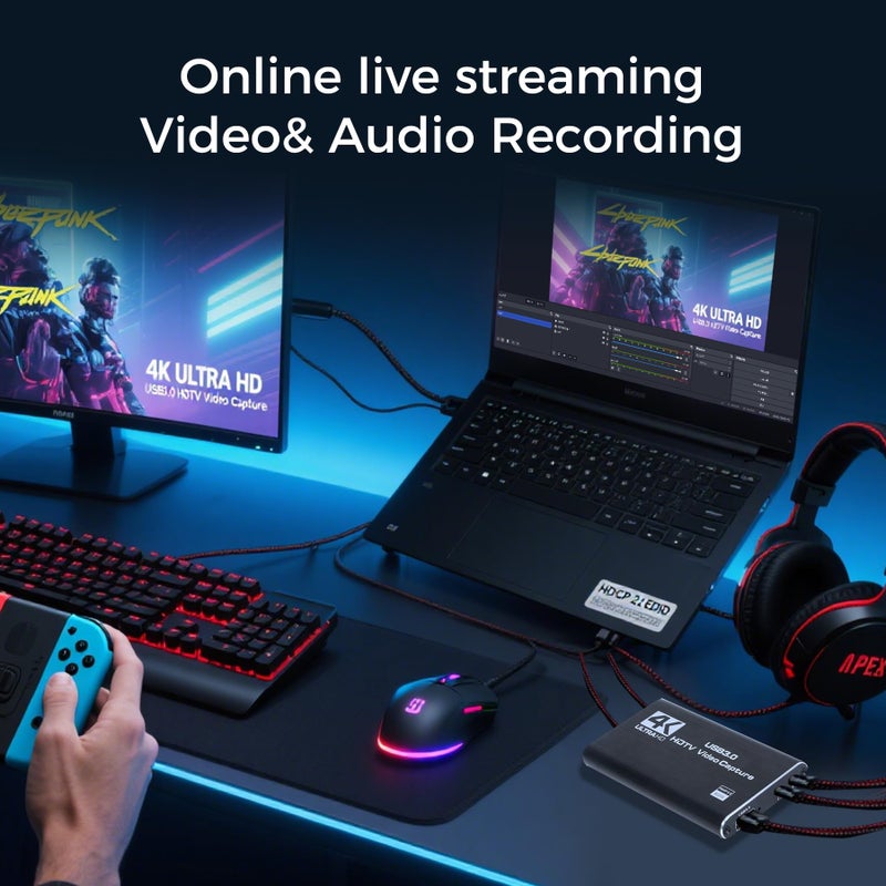 RGBlink 4K HDMI Capture Card for Streaming & Gaming, USB 3.0 Audio Video Capture Device 1080P 60FPS, Low Latency, HDMI Loop Out, Capture Card for PS5, Xbox, Nintendo Switch, PC, Mac, OBS - MSP231 - Image 4