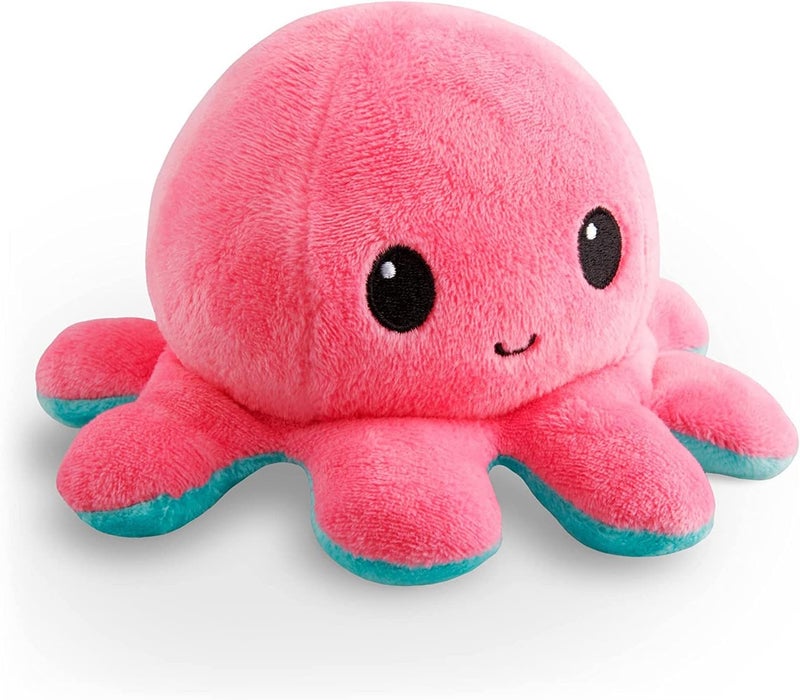 TeeTurtle - The Original Reversible Octopus Plushie - Pink + Aqua - Cute Sensory Fidget Stuffed Animals That Show Your Mood, 4 inch - Image 1