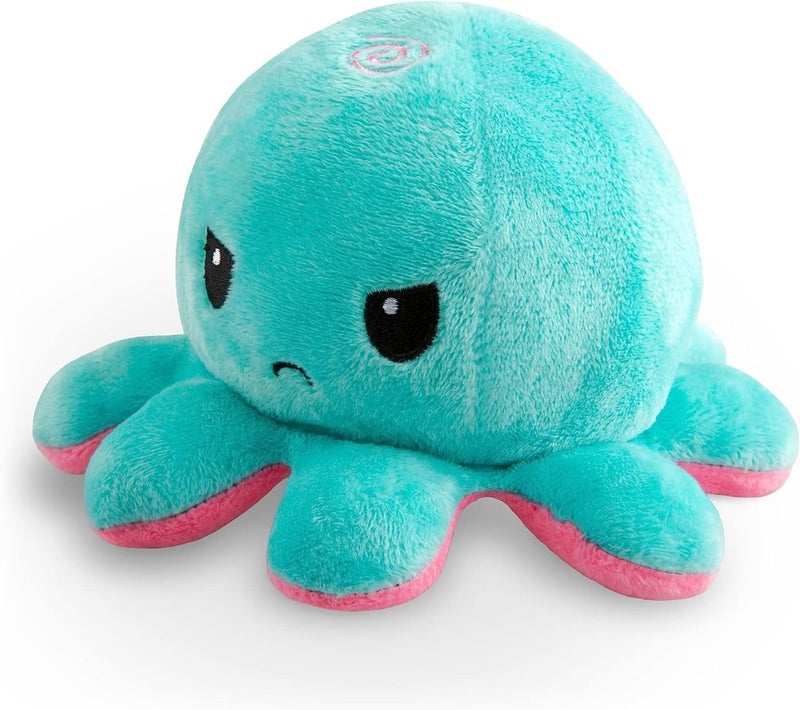 TeeTurtle - The Original Reversible Octopus Plushie - Pink + Aqua - Cute Sensory Fidget Stuffed Animals That Show Your Mood, 4 inch - Image 2