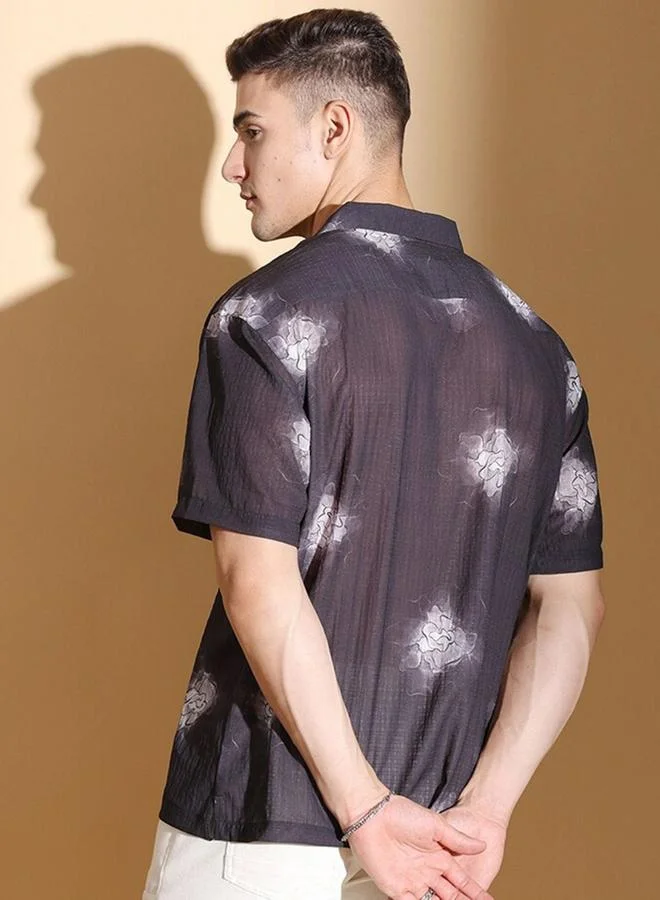 The Indian Garage Co The Indian Garage Co Men Black Relaxed Fit Resortwear Shirt