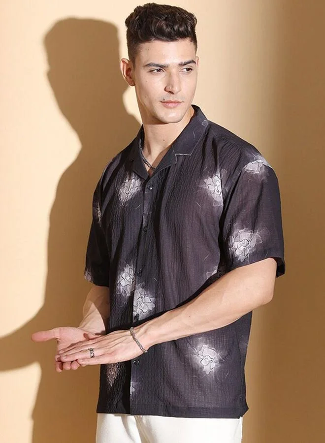 The Indian Garage Co The Indian Garage Co Men Black Relaxed Fit Resortwear Shirt