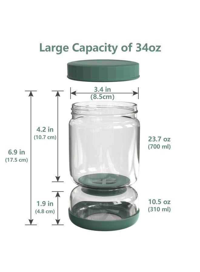 Luvan Glass Pickle Jar, 34oz Pickle Container with Strainer, LeakProof Pickle and Olive Hourglass Jar, Olive Jar with Airtight Lid, Green Multifunction Jalapeno Container, Pickle Flip Jar for Fridge - Image 2