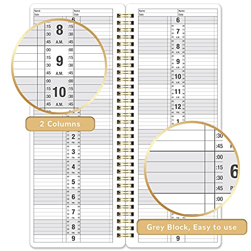 Indeme Undated Salon Appointment Book - 15 Minute Intervals Day Planner, 4.5'' x 11.5'' Daily & Hourly Schedule, 2 Column & 200 Pages, Strong Twin-Wire Binding, Hardcover, SPA Organizer - Image 4