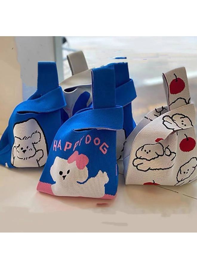 Spring And Summer Original Knitted Bag Korean Version Of The Small Hand Bag Companion Gift Bag Cute Handbag Wholesale-Color:Love Orange-Size:20*35 - Image 3