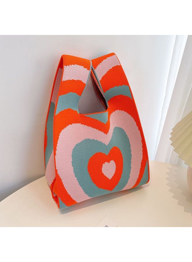 Spring And Summer Original Knitted Bag Korean Version Of The Small Hand Bag Companion Gift Bag Cute Handbag Wholesale-Color:Love Orange-Size:20*35 - Image 1