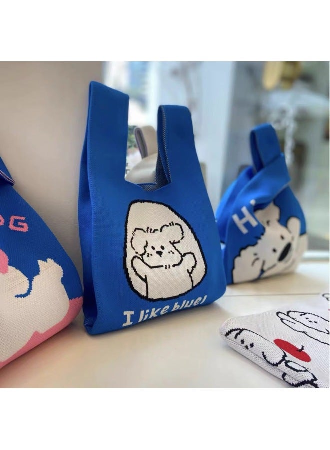 Spring And Summer Original Knitted Bag Korean Version Of The Small Hand Bag Companion Gift Bag Cute Handbag Wholesale-Color:Love Orange-Size:20*35 - Image 4